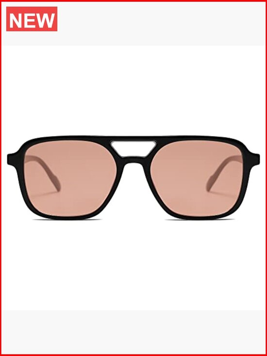 Retro Aviator Sunglasses, UV400 Protection, Rectangle Unisex Shades